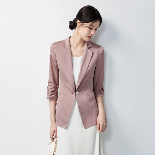 【缎面 七分袖】罗蒙女士西服易打理舒适简约气质百搭西服外套女 商品图6