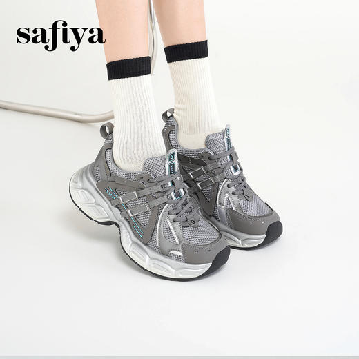 Safiya/索菲娅2025潮流机能透气显脚小百搭运动厚底增高老爹鞋SFD3112177 商品图7