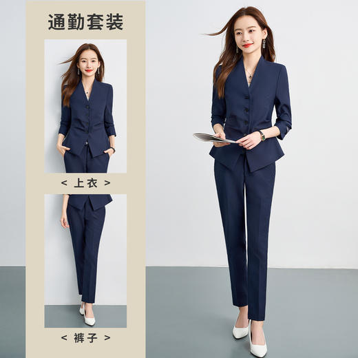 【西服+西裤】罗蒙女士纯色职业西服套装舒适通勤时尚两件套女百搭 商品图6