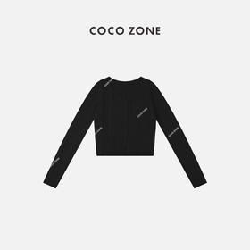 COCO ZONE 长袖针织上衣暗条纹圆领排扣开衫  23C18588