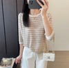 ✨【之禾同款亚麻天丝条纹针织衫】亚麻➕天丝💃凉感暴击！ 米灰条纹显贵不挑皮👑  商品缩略图0