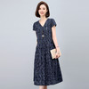 雀说时尚百搭中长款连衣裙新款韩版宽松显瘦百搭V领格子连衣裙女AL9927 商品缩略图2