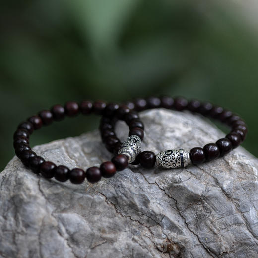 绿度母黄财神小叶紫檀情侣手串 | 万物叁仟 商品图0