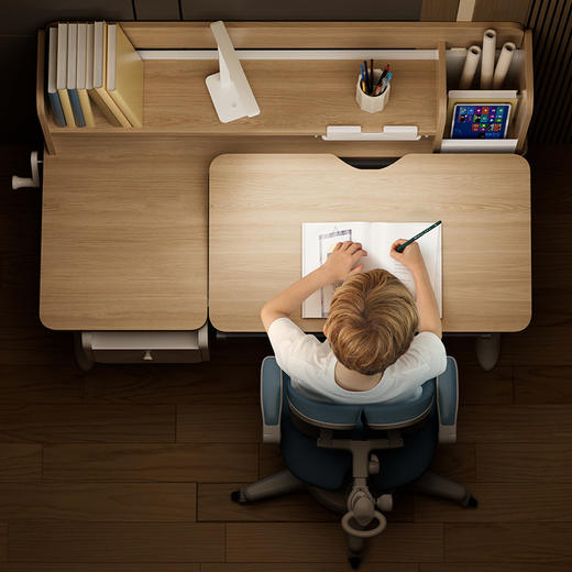 【儿童学习书桌可升降实木课桌家用小学生写字套装 商品图4