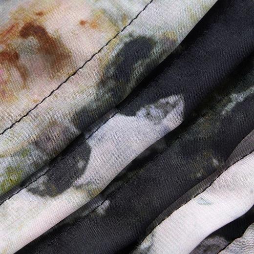 MAXRIENY25年夏季新款压褶复古宫廷印花蕾丝雪纺衫上衣女波嬉风(货号:MF86TP266) 商品图2