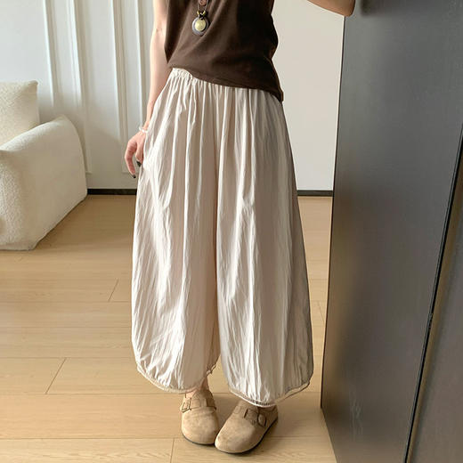 【YW】无忧购“清仓大促”韩系慵懒风镂空蕾丝花边九分阔腿休闲裤H-1862（截单后3-5天发货) 商品图4