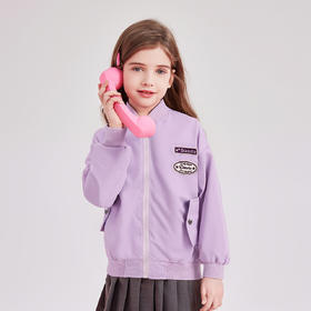 笛莎Deesha 童装女童外套2025秋新款女童撞色绣花梭织棒球服