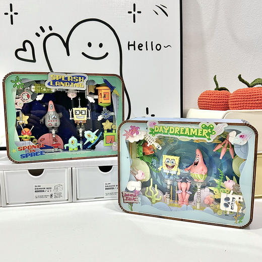 Areax砖区海绵宝宝正版授权积木 水母狂欢/星河漫游相框造型可选；✅感应灯光，拍打亮灯； ✅弹簧设计，人仔可动； ✅场景还原，木质新款 商品图10