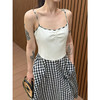 DUO智仙 长夏无边 法式格纹黑白吊带连衣裙 商品缩略图5