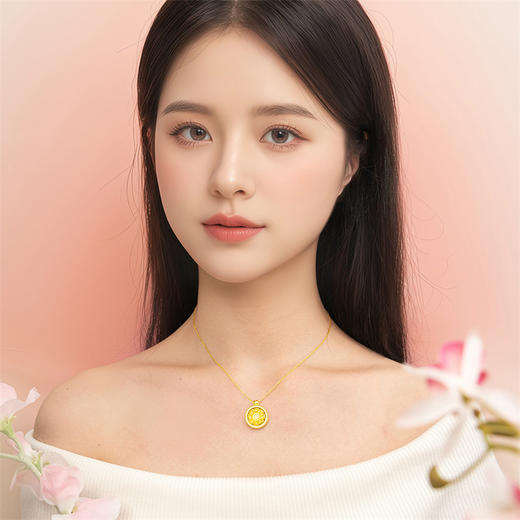 【积分抵值】黄金牡丹花吊坠 可转动 足金八宝罗盘黄金镶嵌锆石挂坠女士礼物MEMORA诗普琳LP464201、LP464001（线上专供） 商品图1