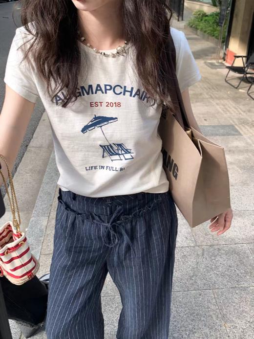 浮生八记/25B076/夏日南法度假轻薄透气正肩短袖t恤 商品图0