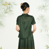 乔万尼新品松绿色云涧山景图新中式100%真丝上衣ED2C448 商品缩略图4