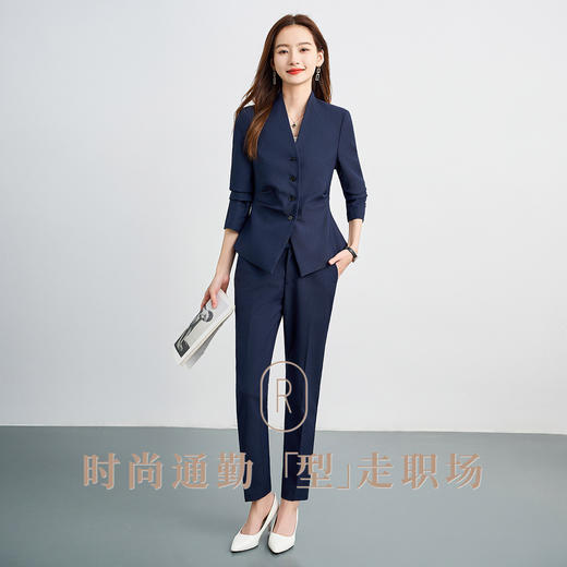 【西服+西裤】罗蒙女士纯色职业西服套装舒适通勤时尚两件套女百搭 商品图8