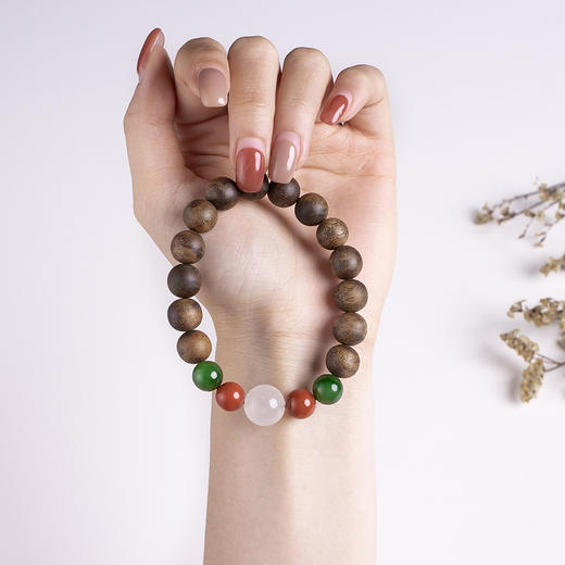 xy0383沉香+月光石碧玉南红手串 商品图6