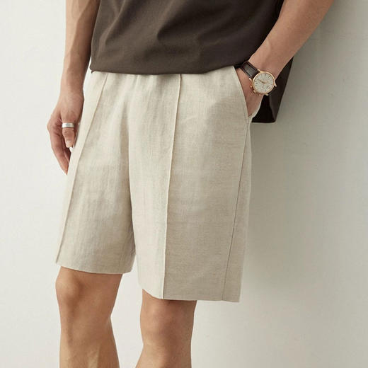 HERACHOLE 男士亚麻短袖衬衫&裤子，高级慵懒，亚麻材质，透气清凉，另搭配亚麻长裤、短裤【G】 商品图3