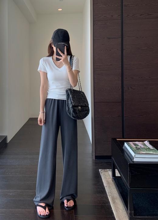 含真丝铜氨丝莫代尔酷夏解暑高腰垂顺一片式流畅显瘦直流裤 商品图3