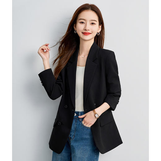 【西服+西裤】罗蒙女士纯色职业西服套装舒适通勤时尚两件套女百搭 商品图4