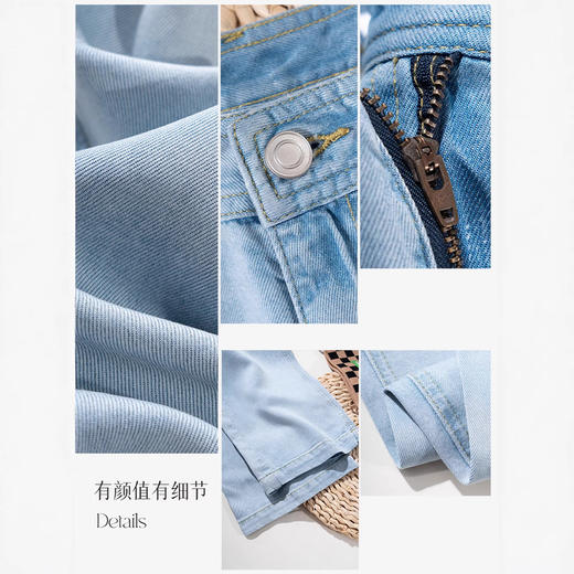 「自」全新升级【铂金会员146/天猫199/差价53】(20300)洛诗琳冰爽透气莱赛尔牛仔裤2025夏季薄款高腰显瘦直筒裤 商品图3