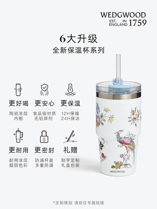 【WEDGWOOD】威基伍德幸运彩雀/漫游美境吸管杯592ml保温保冷杯 商品图3