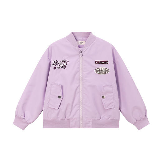 笛莎Deesha 童装女童外套2025秋新款女童撞色绣花梭织棒球服 商品图4