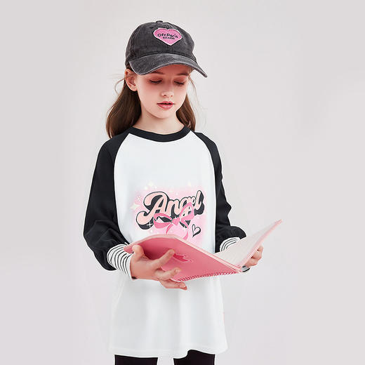 笛莎Deesha 童装女童T恤2025秋新款女童甜美撞色插肩T恤 商品图1