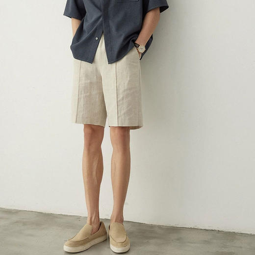 HERACHOLE 男士亚麻短袖衬衫&裤子，高级慵懒，亚麻材质，透气清凉，另搭配亚麻长裤、短裤【G】 商品图4