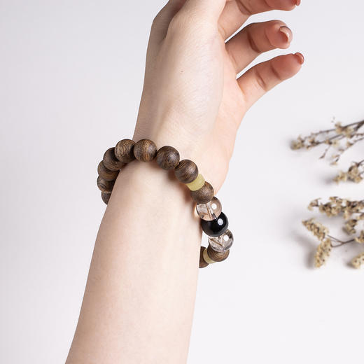 xy0384沉香+黑曜石发晶手串 商品图7
