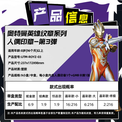 卡游 奥特曼-英雄纹章系列-人偶印章3弹KAYCYUTM-R0YZ-03 商品图2