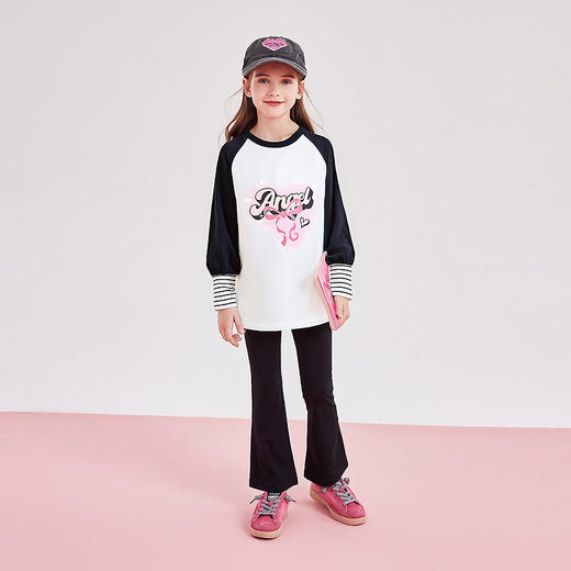 笛莎Deesha 童装女童T恤2025秋新款女童甜美撞色插肩T恤 商品图2