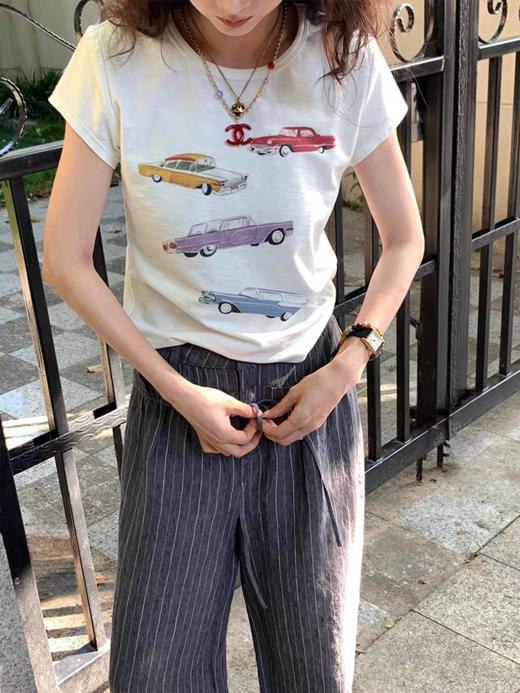 浮生八记/25B076/夏日南法度假轻薄透气正肩短袖t恤 商品图2