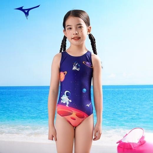 【美津浓】新款女童太空蓝抗氯速干中大童连体三角泳衣N2CA1402 商品图0