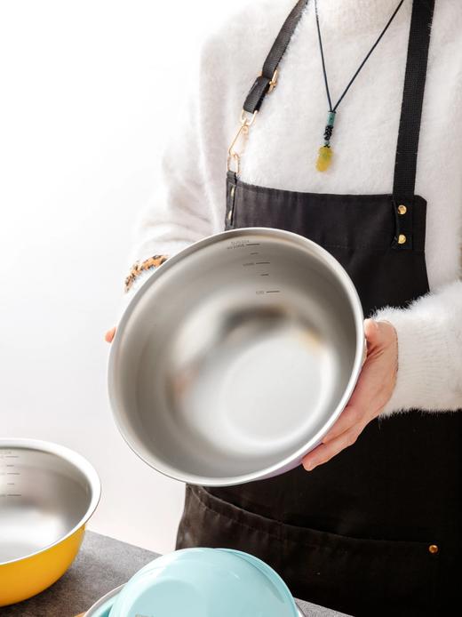 39.9抢亚马逊同款KEYIOW304不锈钢亮面沙拉盆刻度设计精准度量钢琴烤漆防刮防粘加高盆壁防飞溅基地直邮‬⁠​⁣​ 商品图6