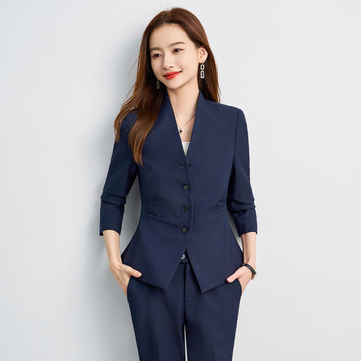 【西服+西裤】罗蒙女士纯色职业西服套装舒适通勤时尚两件套女百搭 商品图1