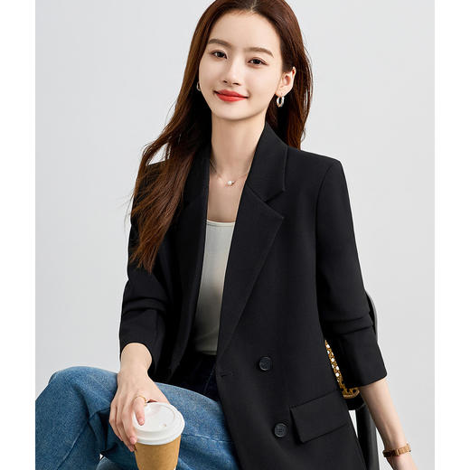 【西服+西裤】罗蒙女士纯色职业西服套装舒适通勤时尚两件套女百搭 商品图5