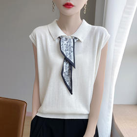 雀说新款飞飞袖T恤衫清凉感薄款莱赛尔天丝女士POLO衫丝巾短袖AL3040