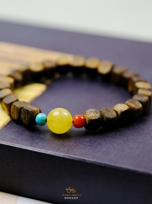 巧也【四雅.韵】7mm奇楠沉香方糖珠配多宝石手珠国风手串禅意风 商品图5