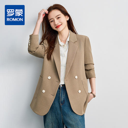 【气质 双排扣】罗蒙女士西服简约通勤百搭舒适面试工作女上装 商品图0