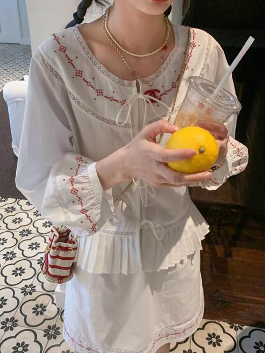 浮生八记/25B095/25B090/泡泡袖衬衫A字半裙套装 商品图2