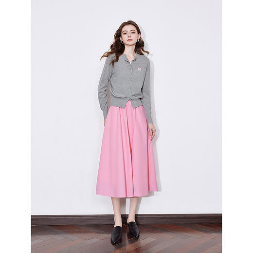 初语凉感莱赛尔棉质半身裙女2025玫粉色百搭中长A字裙 商品图5