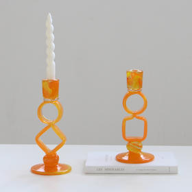 北欧ins风彩色玻璃烛台网红餐厅创意烛台摆件简约婚庆烛台装饰品