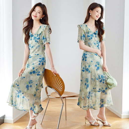 HR YKE2001碎花显瘦连衣裙 商品图2