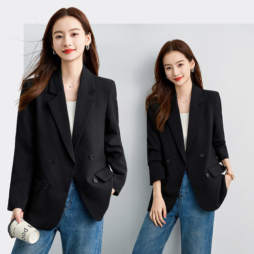 【西服+西裤】罗蒙女士纯色职业西服套装舒适通勤时尚两件套女百搭 商品图3