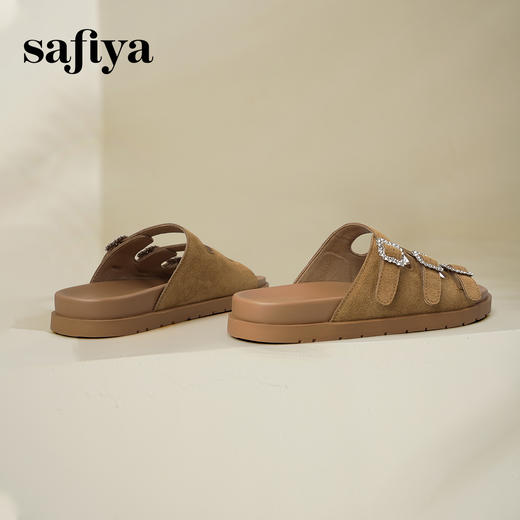 Safiya/索菲娅2025时尚水钻一字带百搭外穿休闲平底复古拖鞋SFD2110416 商品图1