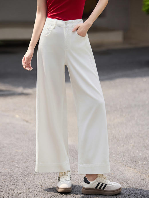 【专属特价】熙世界浅蓝天丝棉牛仔裤女宽松阔腿裤淡人穿搭小个子九分裤子夏季 商品图3