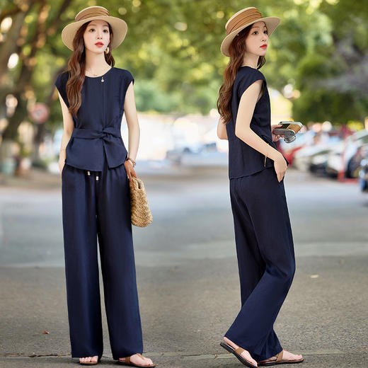 气质通勤无袖背心上衣，阔腿裤两件套HR-MEIQIN5633 商品图4