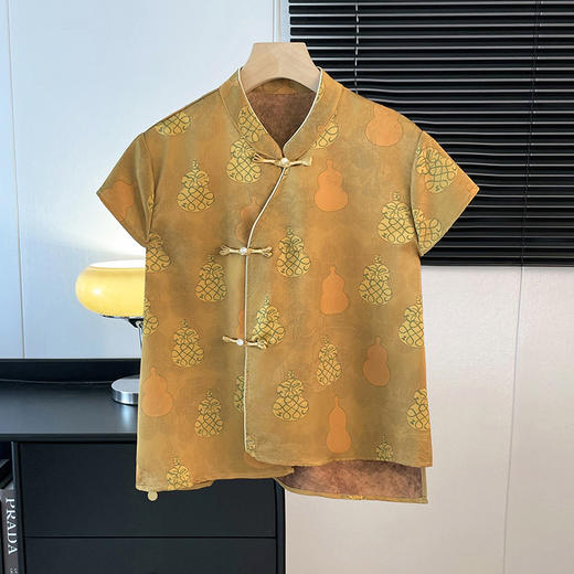 雀说新中式复古改良唐装立领盘扣缎面提花马甲女背心国风马夹上衣AL2797 商品图6