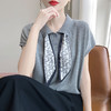 雀说新款飞飞袖T恤衫清凉感薄款莱赛尔天丝女士POLO衫丝巾短袖AL3040 商品缩略图8