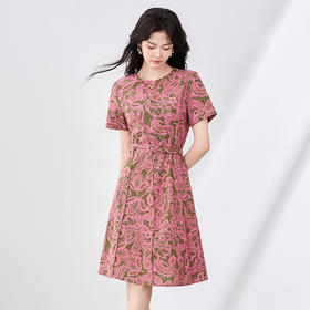 「高货wl」全新升级【铂金会员293/天猫399/差价106】(15858)洛诗琳时尚复古印花连衣裙2025夏季设计感收腰显瘦裙子