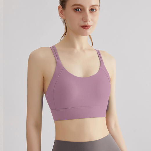 【运动必备】【交织美背，高弹稳固】新款女交叉美背高强度运动内衣一体式固定杯外穿防震聚拢细肩带瑜伽背心健身文胸100% 商品图5