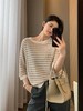✨【之禾同款亚麻天丝条纹针织衫】亚麻➕天丝💃凉感暴击！ 米灰条纹显贵不挑皮👑  商品缩略图1